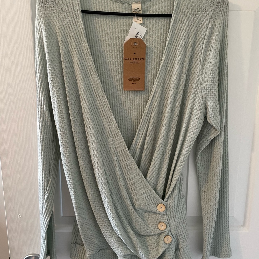 Lazy Sundays Cozy Knit Sweater in Light Sage